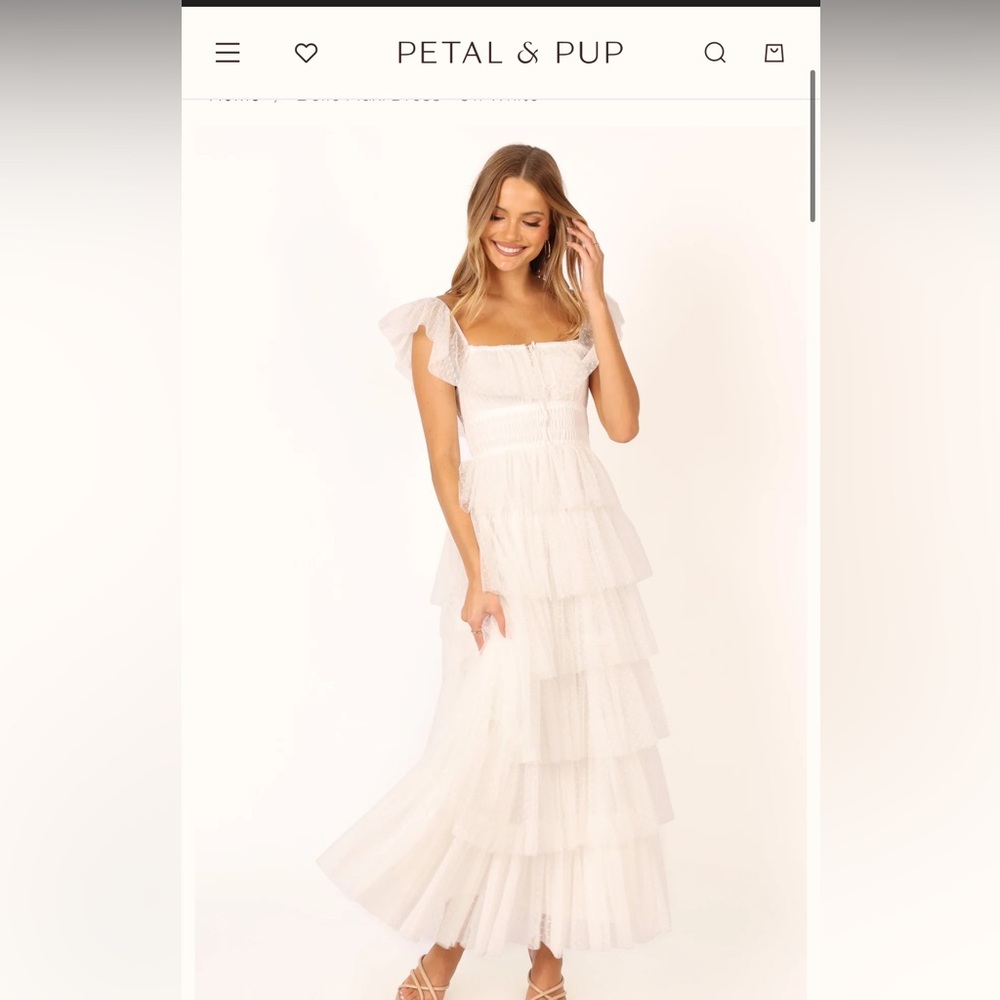 Petal & Pup Cream Ruffle Maxi Dress